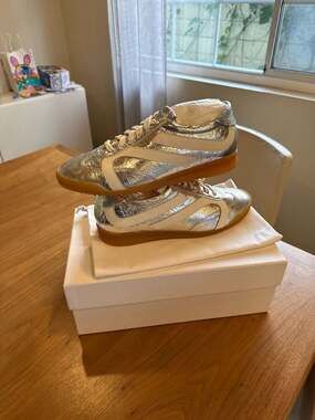 Proenza Schouler Track Sneakers in Crinkled Metallic Silver / Ecru - size - EU40